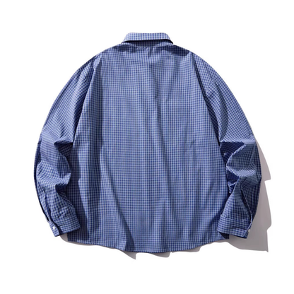 マイクロブルーチェック　プルオーバーシャツ　N1066