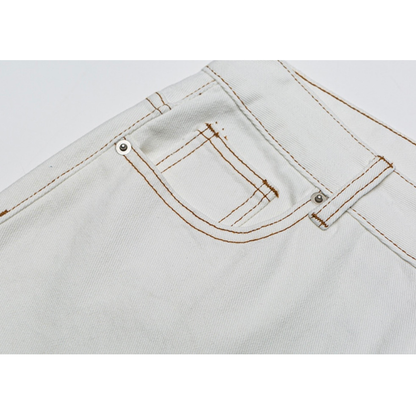 ホワイトデニム　ワイドストレートパンツ　N1098