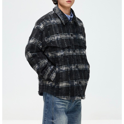 フェードダイ　チェック　シャツジャケット　N1006