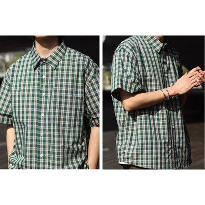 Cityチェック　ワイド　半袖シャツ　N291