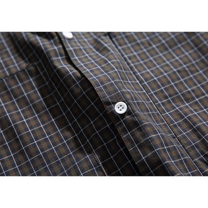 ダークタータンチェック　ワンポイント　半袖シャツ　N1291
