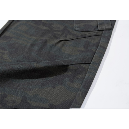 カモフラージュ　ダーティウォッシュ　ワイドパンツ　N1057