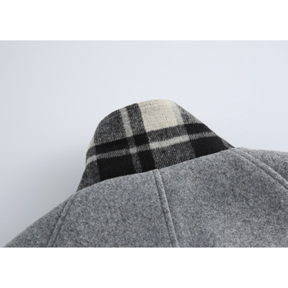 チェックコンビ　ステンカラーコート　N976