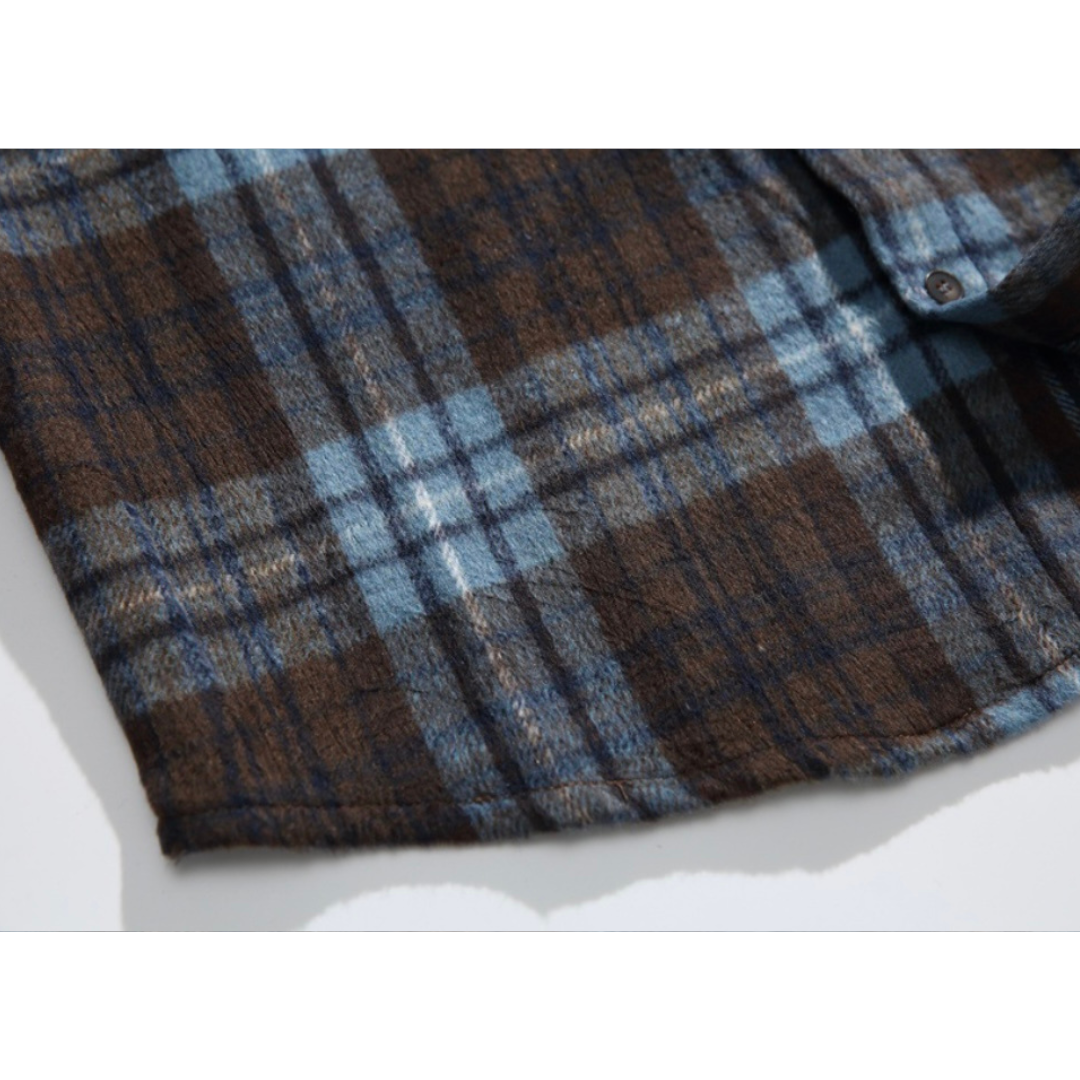 レトロチェック　起毛　シャツジャケット　N1008