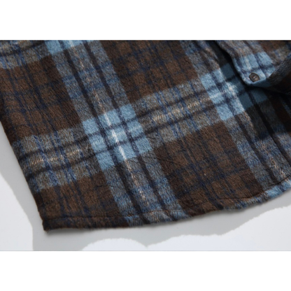 レトロチェック　起毛　シャツジャケット　N1008