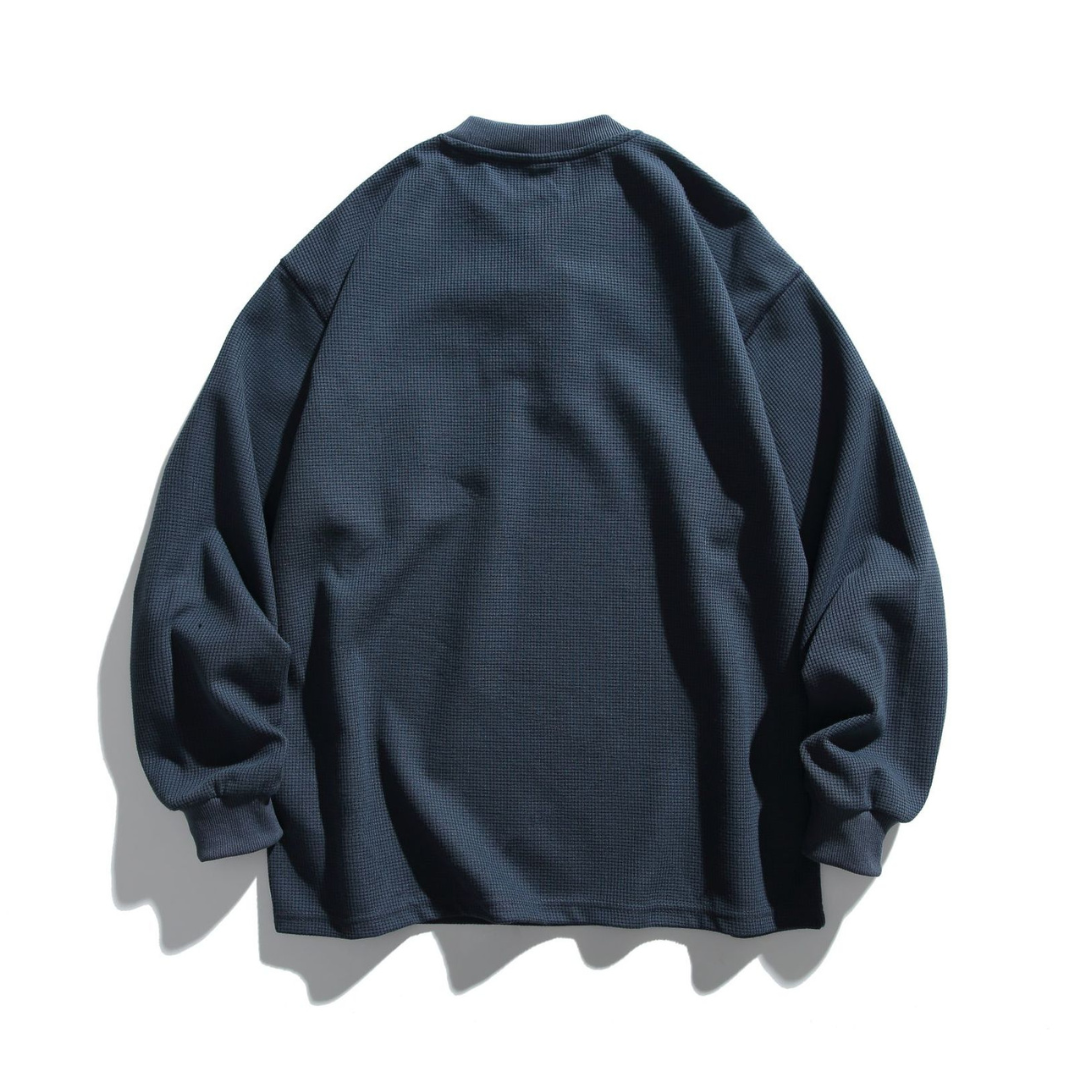 ポリコットン　ワッフル　ヘンリーネック長袖Ｔシャツ　N598