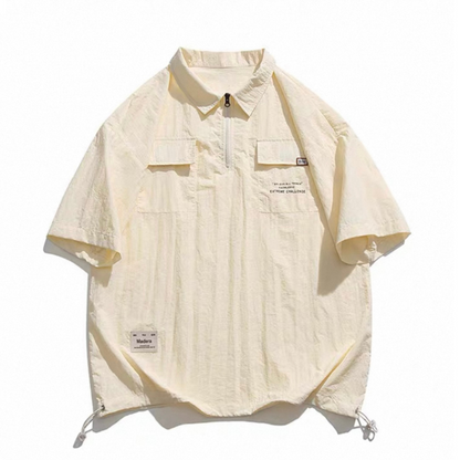 Nylon half-zip pullover short-sleeve shirt N421