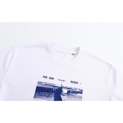【SUN RISES】ブルーフォト　Tシャツ　N1539