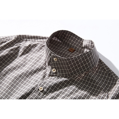 ミニマルチェック　スタンドカラーシャツ　N1145