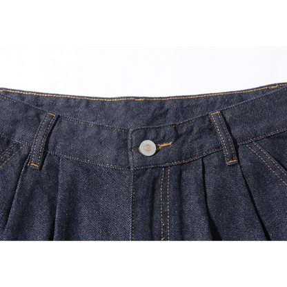 リヨセル混デニム　ツータック　ショートパンツ　N390