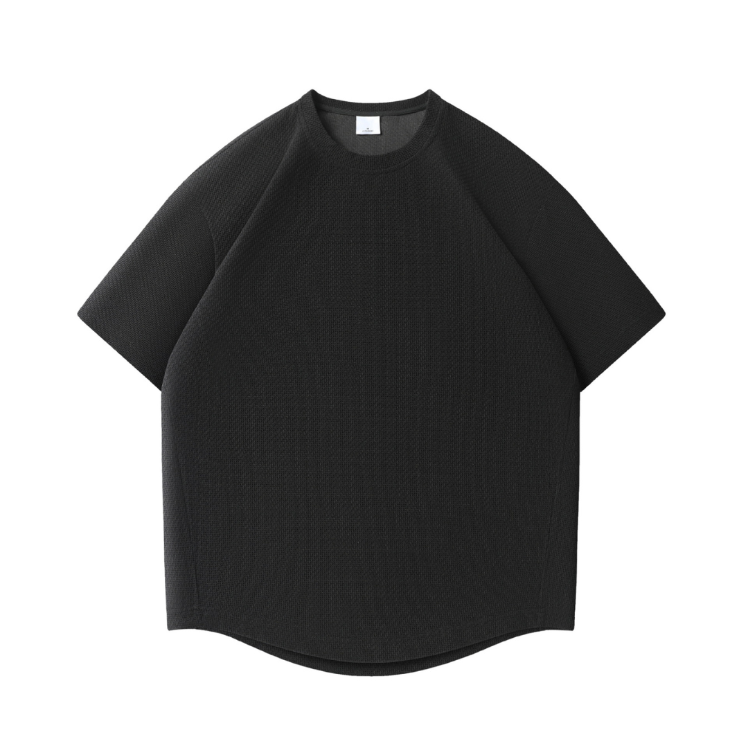 ポリエステル　ミニワッフル　ラウンドヘム　Tシャツ　N1560