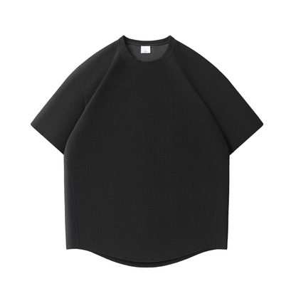 ポリエステル　ミニワッフル　ラウンドヘム　Tシャツ　N1560