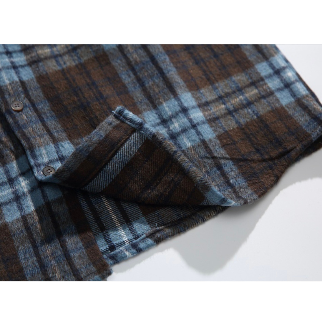 レトロチェック　起毛　シャツジャケット　N1008