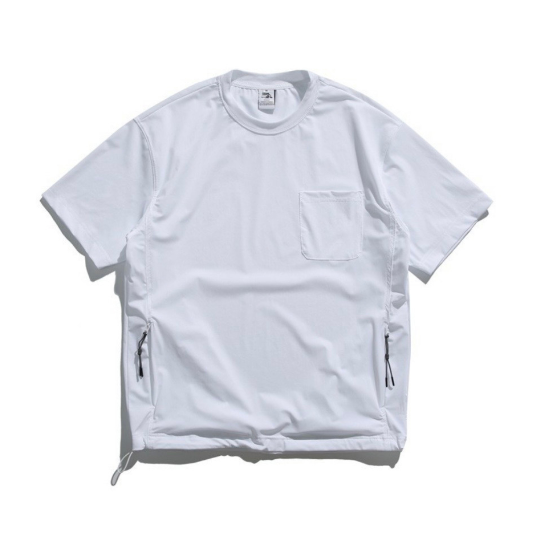 Stretch Nylon Side Zip Pocket T-Shirt N1425 ホワイト