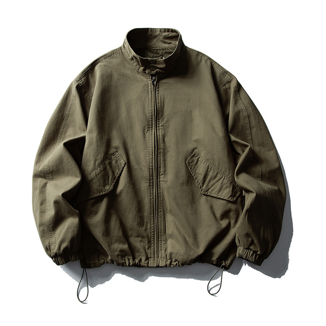 Washed Cotton Stand Collar Jacket N1143 ミリタリーグリーン