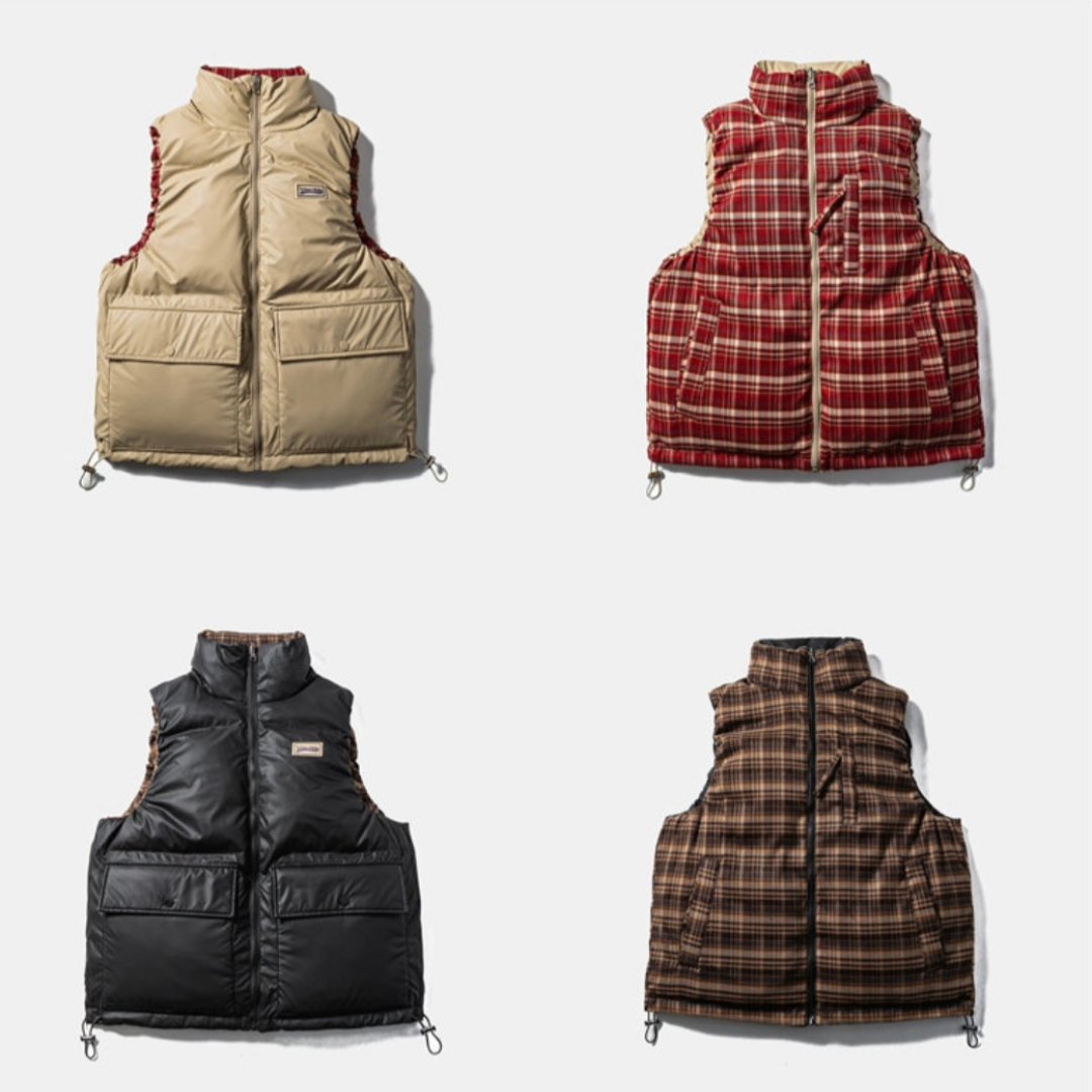 リバーシブル　スタンドカラー　パテッドベスト　N909