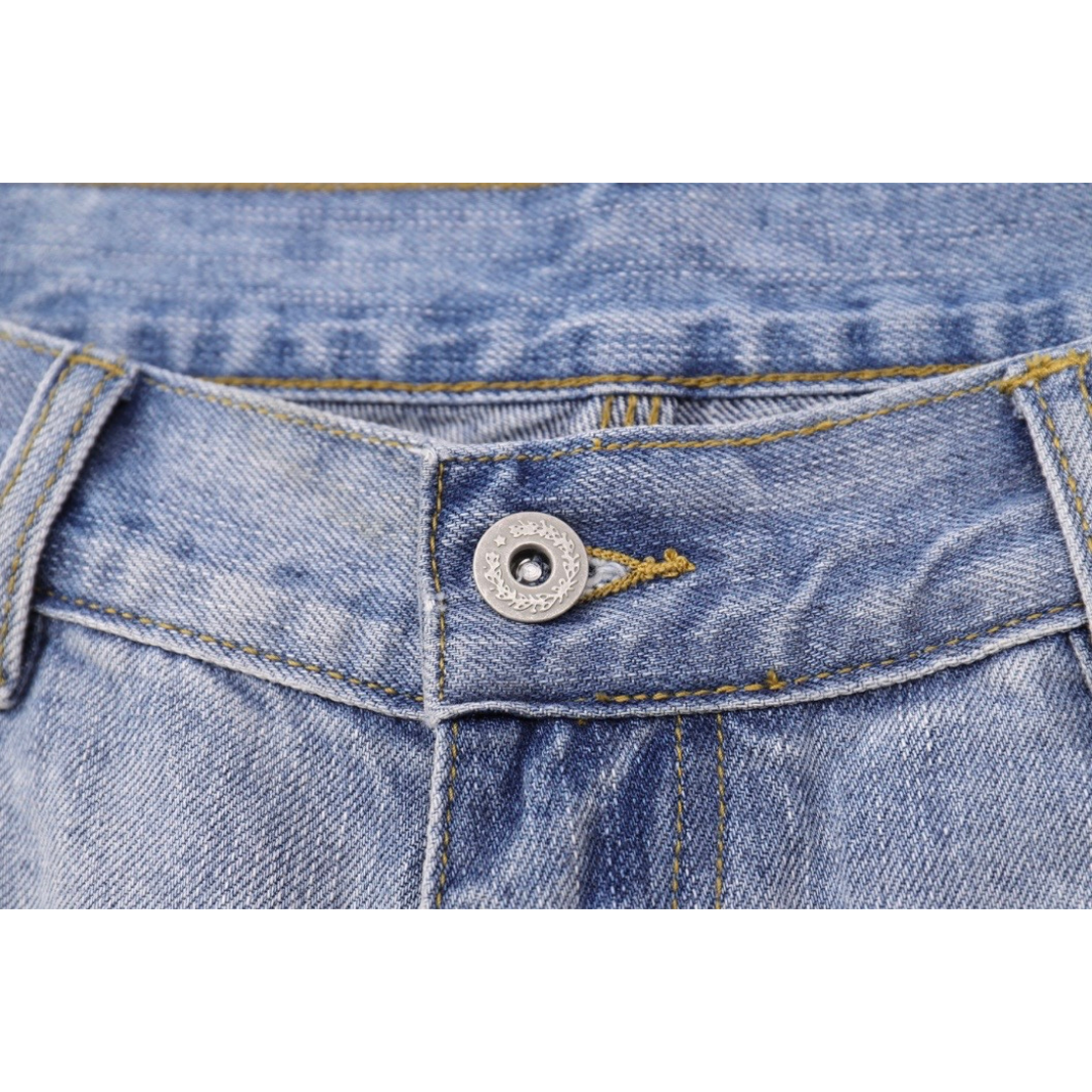 ダブルニー　デニム　ワイド　ショートパンツ　N1456