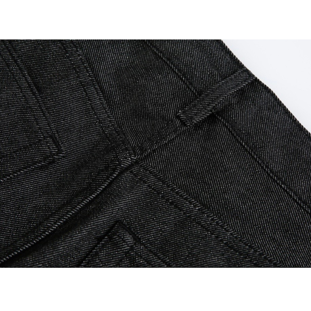 ブラックデニム　ワイドハーフパンツ　N1549