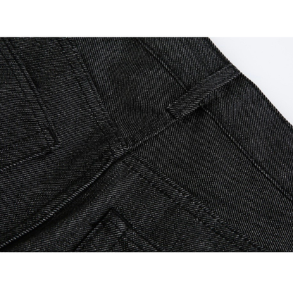 ブラックデニム　ワイドハーフパンツ　N1549
