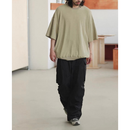 オーバーサイズ　ストレッチ　5分袖　Tシャツ　N1489