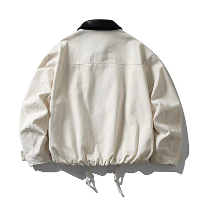 コンパクトツイル　PUレザーカラー　ジャケット　N1140