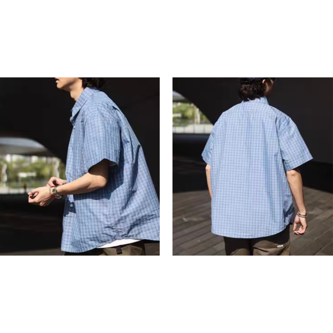 Cityチェック　ワイド　半袖シャツ　N291