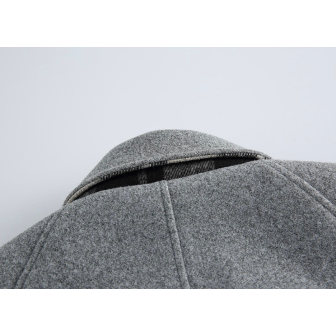 チェックコンビ　ステンカラーコート　N976