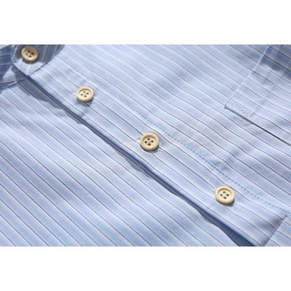 ポケット付き　バンドカラー　プルオーバーシャツ　N1089