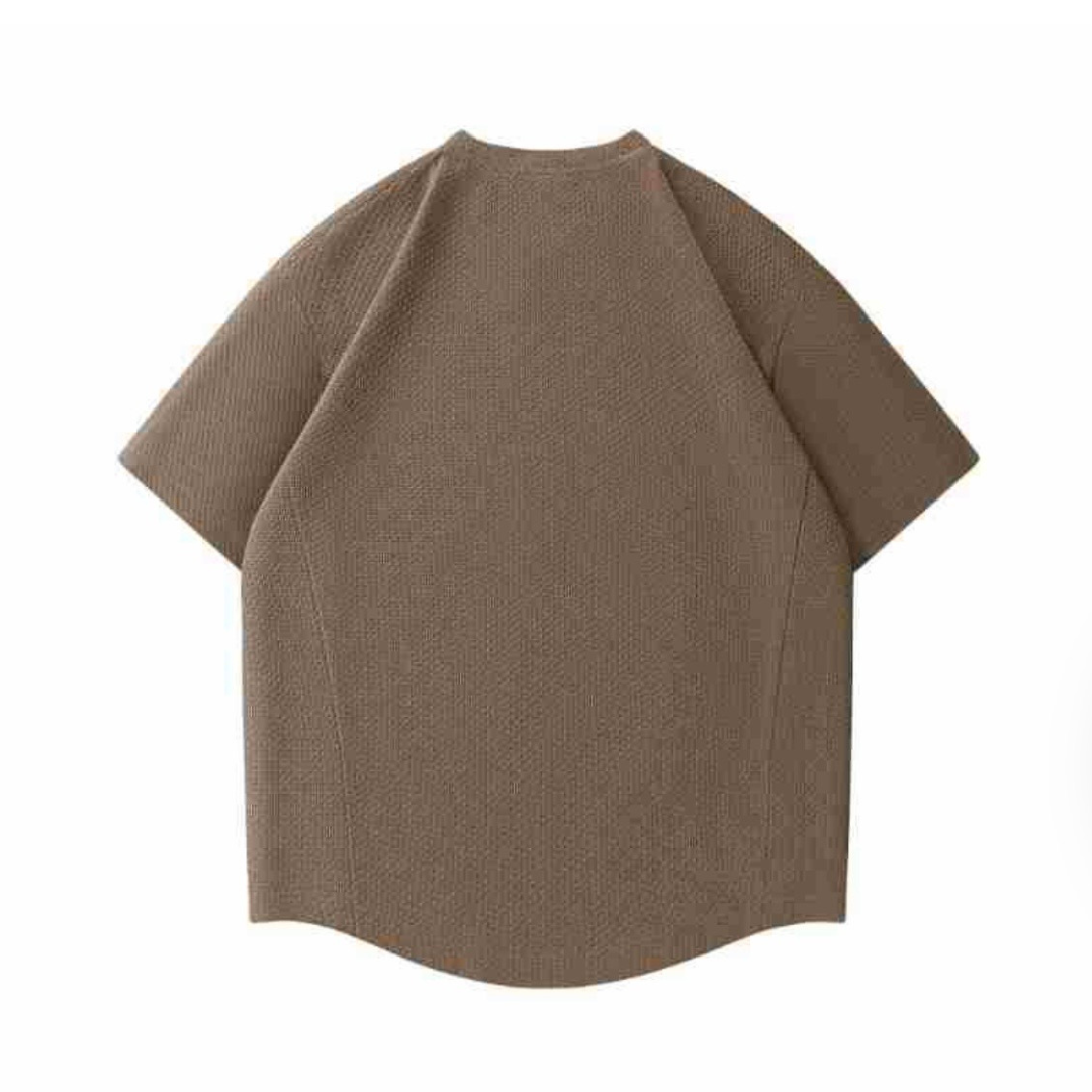ポリエステル　ミニワッフル　ラウンドヘム　Tシャツ　N1560