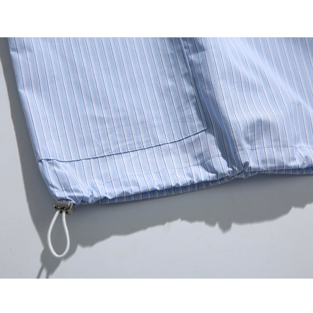 ストライプ　ハーフプラケット　半袖シャツ　N1292