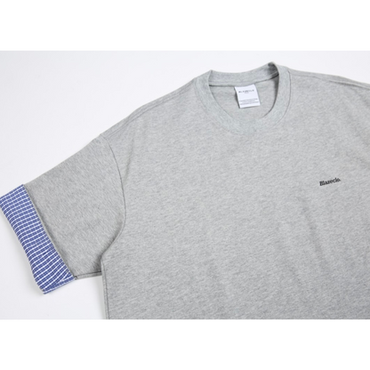 チェック　ロールアップスリーブ　Ｔシャツ　N389