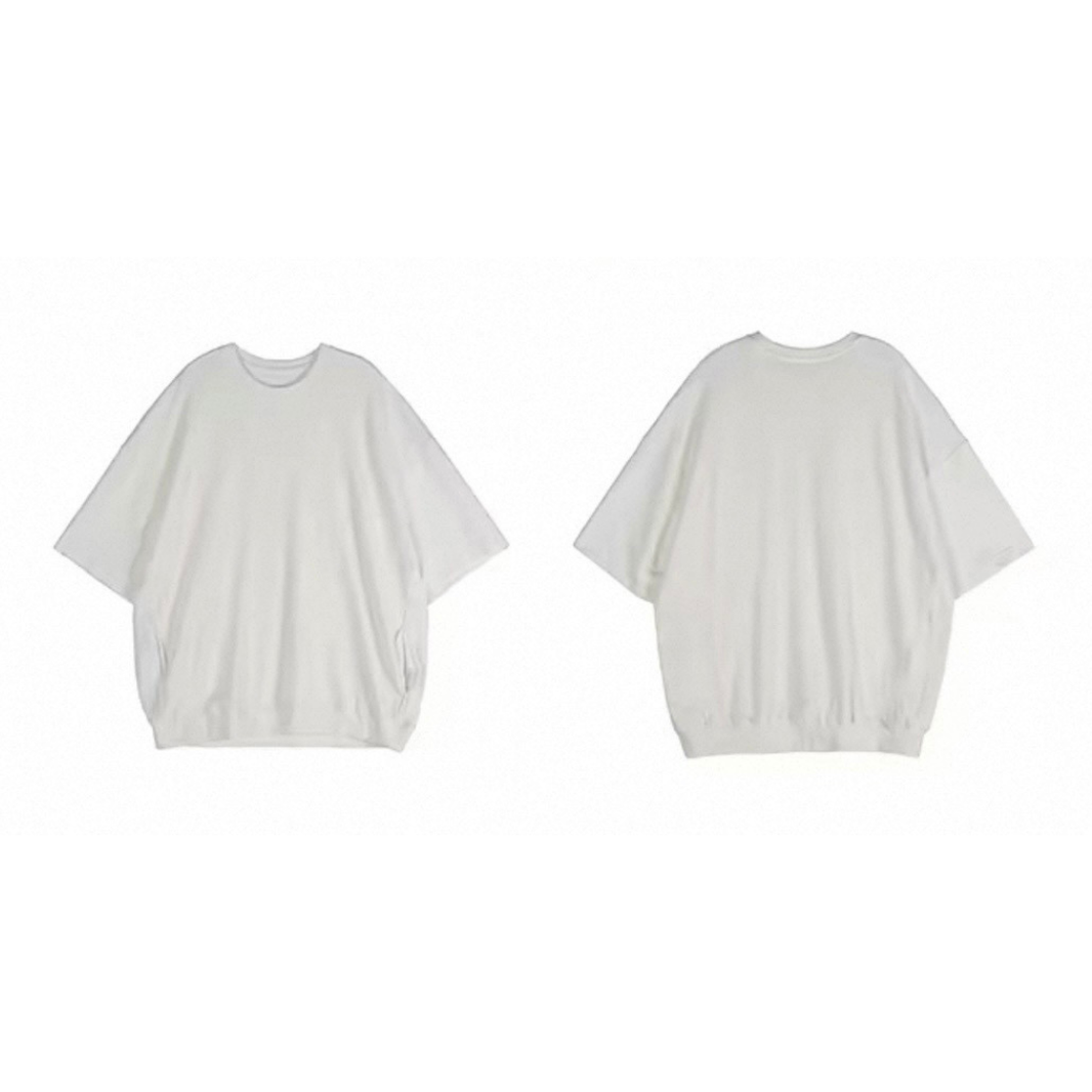オーバーサイズ　ストレッチ　5分袖　Tシャツ　N1489 ホワイト