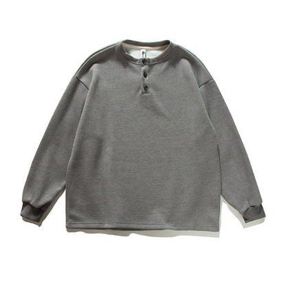 ポリコットン　ワッフル　ヘンリーネック長袖Ｔシャツ　N609