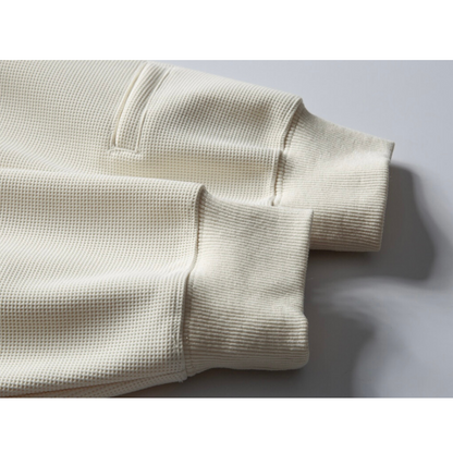 ストレッチポリ　ワッフル　ヘンリーネック　長袖Tシャツ　N556