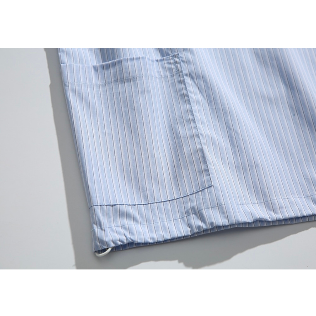 ポケット付き　バンドカラー　プルオーバーシャツ　N1089