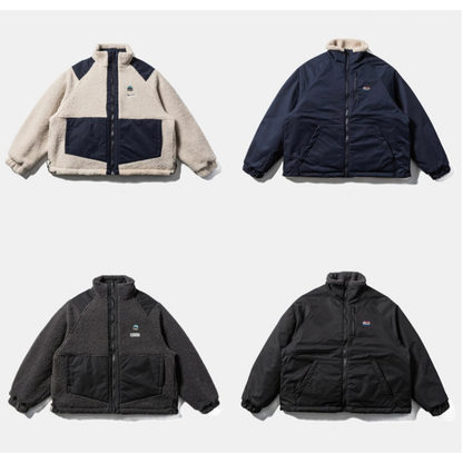 リバーシブル　バイカラー　ボアフリース　ジャケット　N912