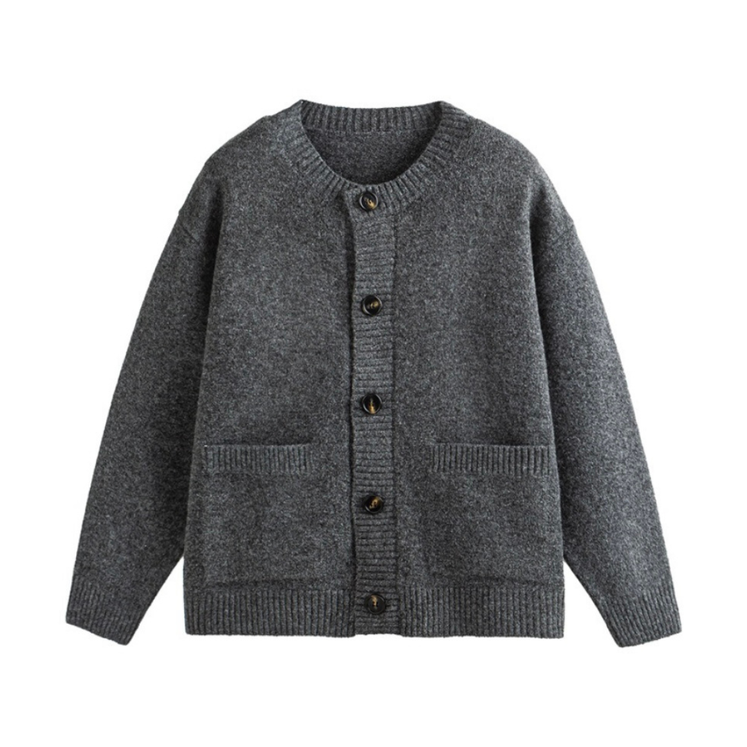 ミドルゲージ　クルーネック　カーディガン　N933