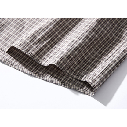 ミニマルチェック　スタンドカラーシャツ　N1145