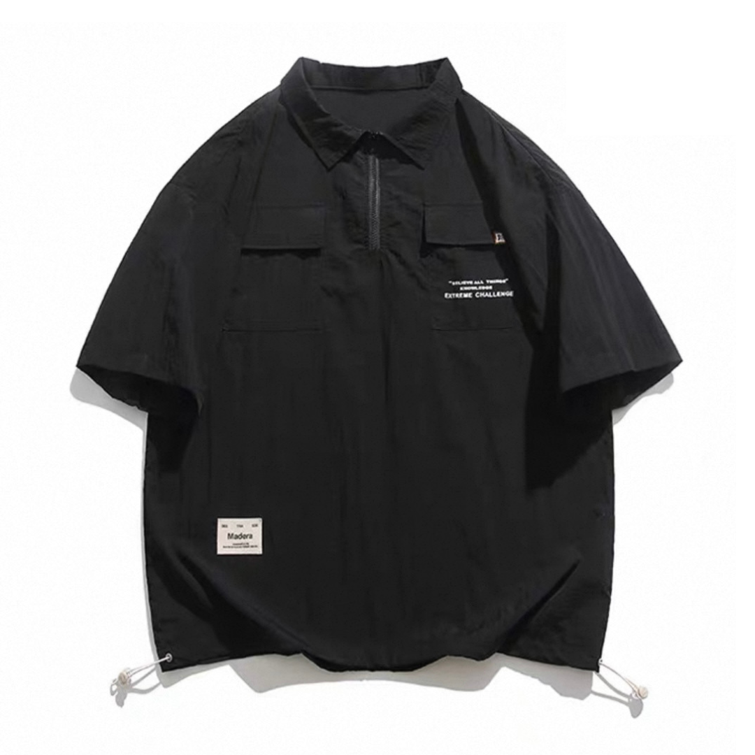 Nylon half-zip pullover short-sleeve shirt N421