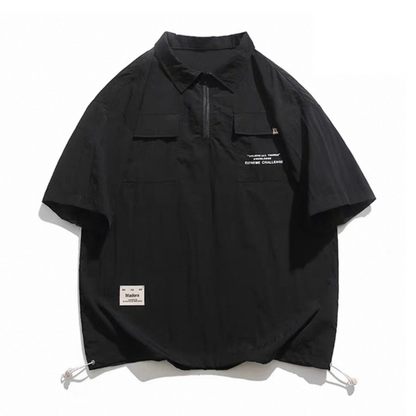 Nylon half-zip pullover short-sleeve shirt N421