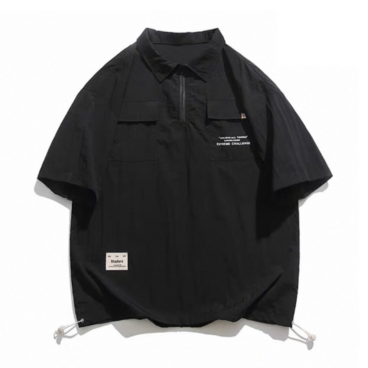 Nylon half-zip pullover short-sleeve shirt N421