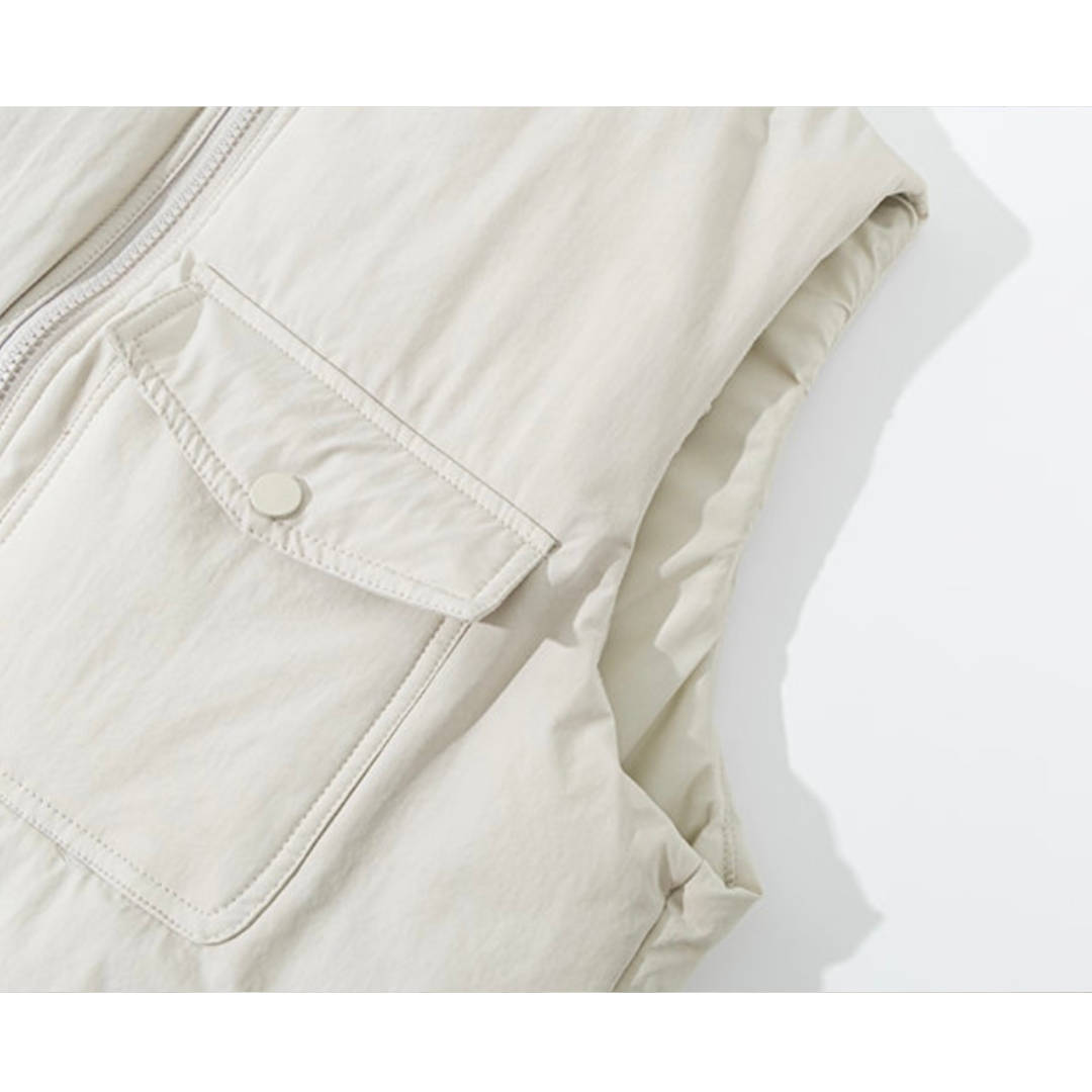 クルーネック　パテッド　ジップベスト　N906