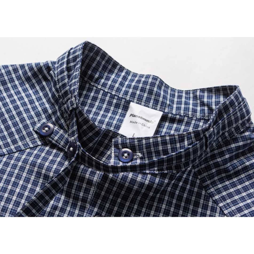 バンドカラー　グラフチェック　シャツ　N1208