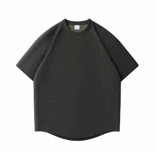ポリエステル　ミニワッフル　ラウンドヘム　Tシャツ　N1560