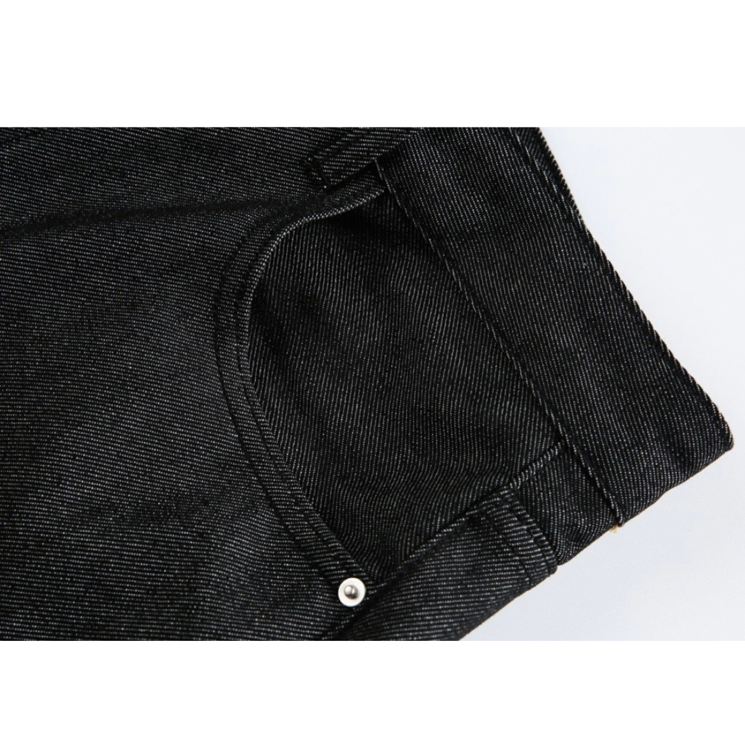 ブラックデニム　ワイドハーフパンツ　N1549