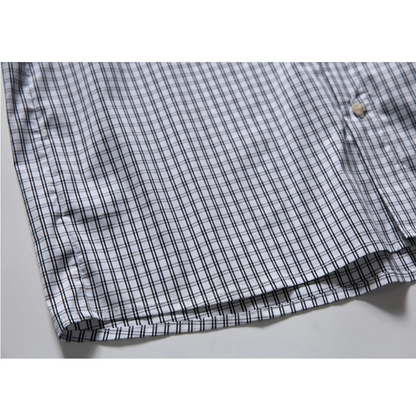 コットンナイロン　グラフチェック　フードシャツ　N1101