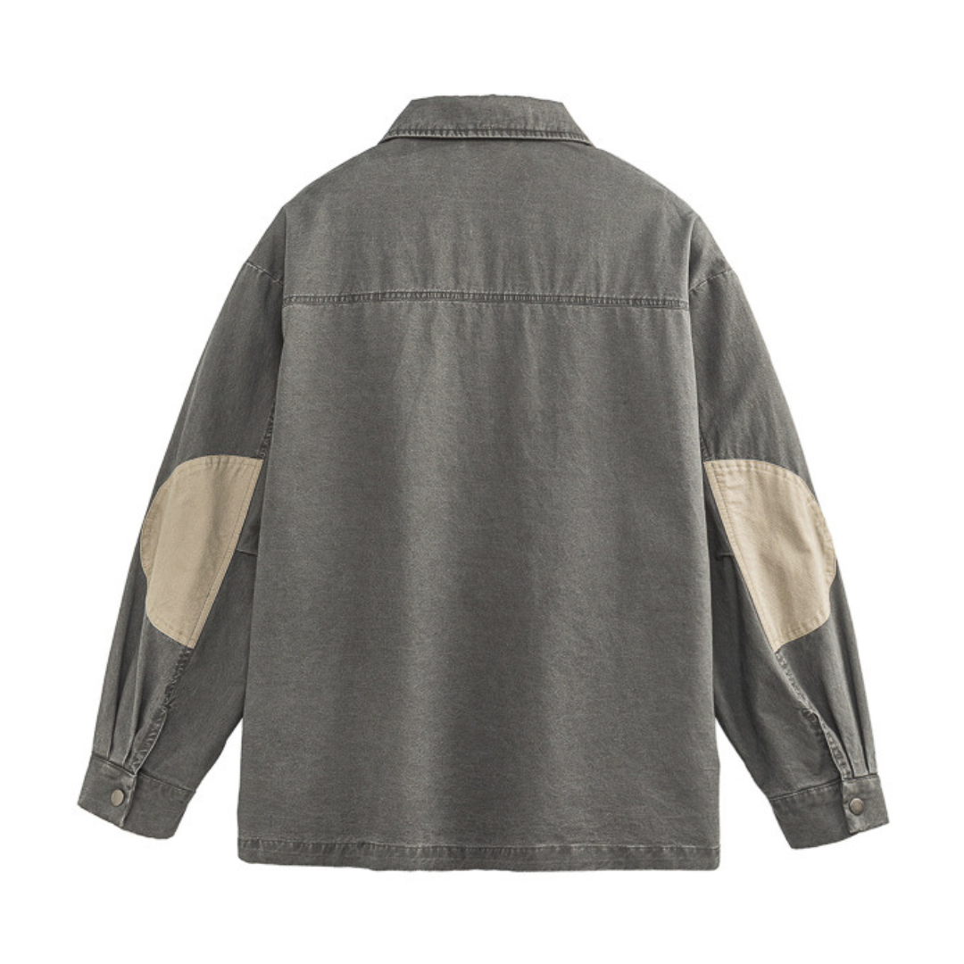 Elbow patch snap button jacket N002