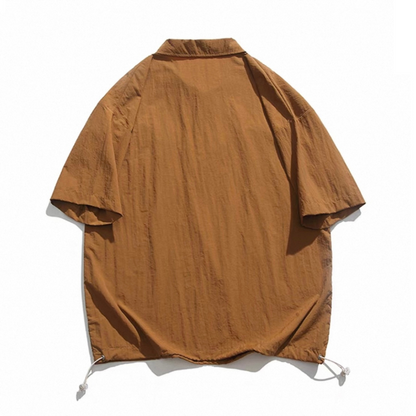 Nylon half-zip pullover short-sleeve shirt N421