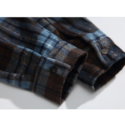 レトロチェック　起毛　シャツジャケット　N1008