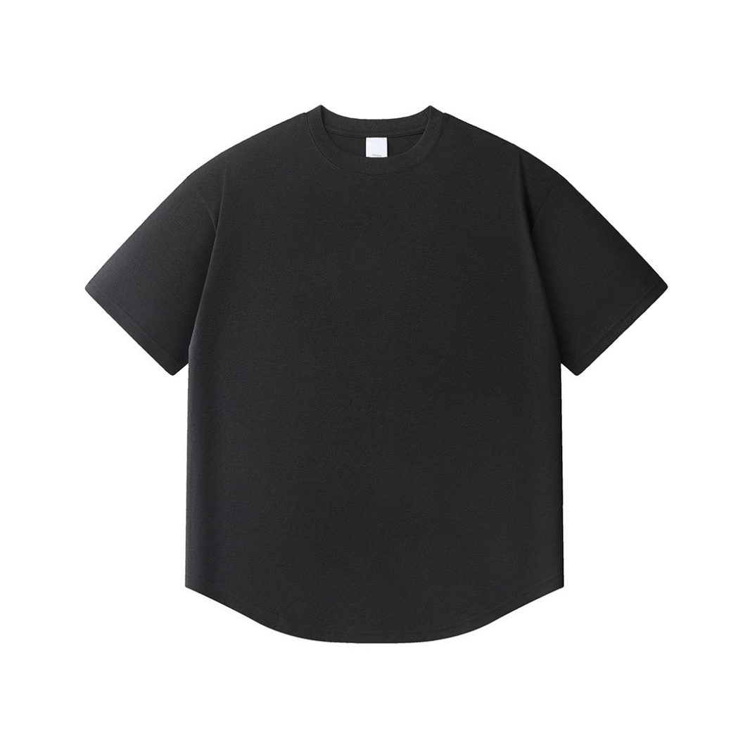 Polyester-Rayon Round Hem T-Shirt N1562 ブラック